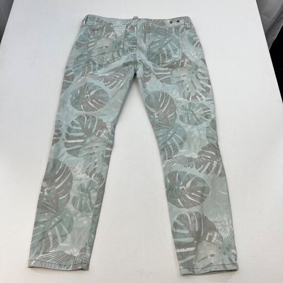 Cabi Cropped Leaf Print Skinny Jeans Green/Multi Womens Size 4 Low Rise - Picture 7 of 9